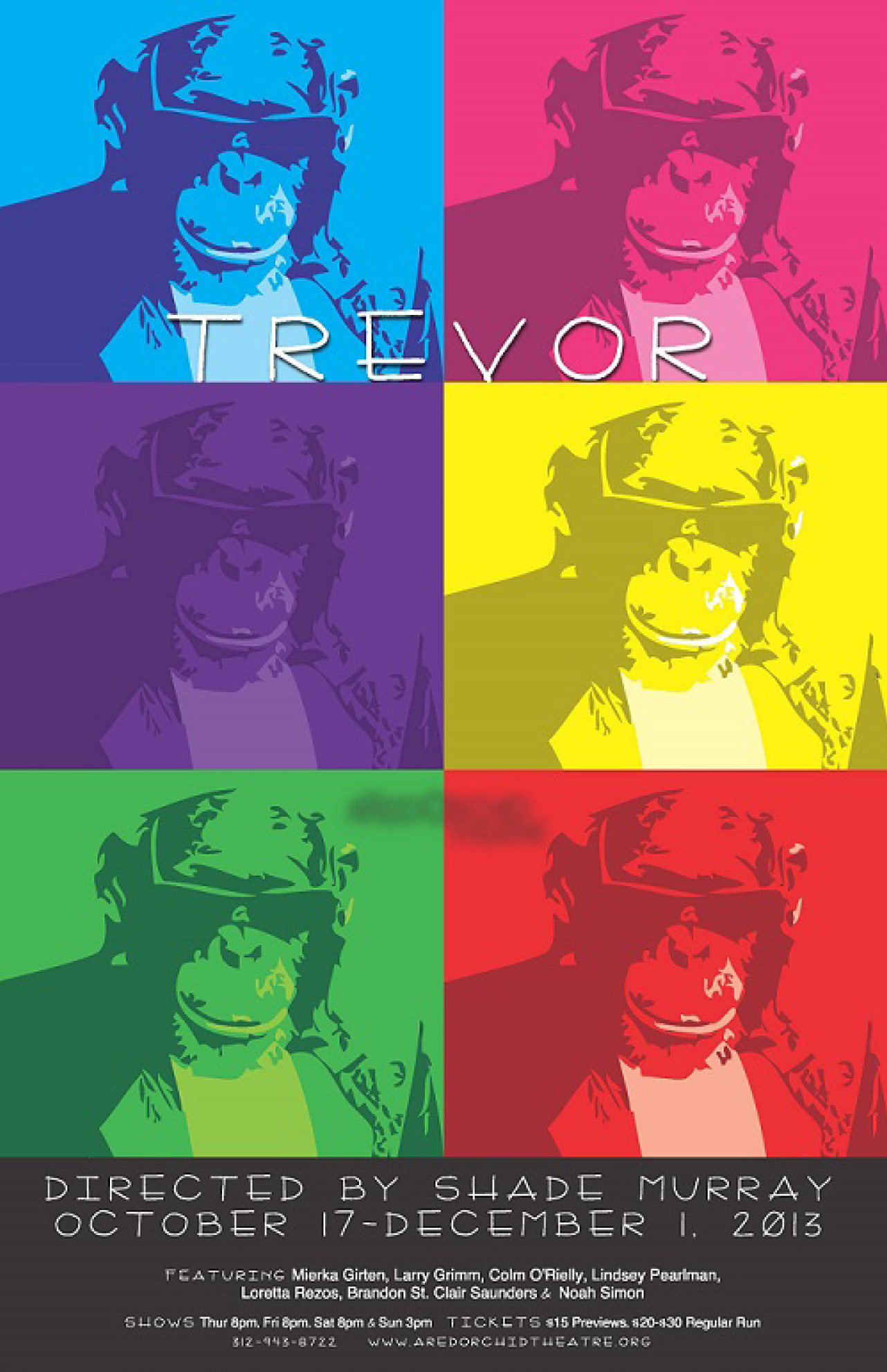 Inspired by true events, Trevor is a subversive comedy about fame, success, and the lies we tell ourselves in order to keep people from taking away our erratic, 200-pound chimpanzee. At the center of this hilarious and terrifying play are two individuals fighting against a world unable to understand their love- Trevor, a chimpanzee who once performed in commercials with the likes of Morgan Fairchild, and his owner Sandra, who promises he would never hurt a fly. Nick Jones’ surprising play explores family, flawed communication, and the complexity of “acting like a man.”